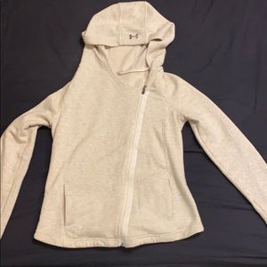 Gray under armor zip hoodie with thumb holes